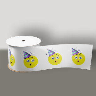 Surprise Birthday Emoji Satin Ribbon