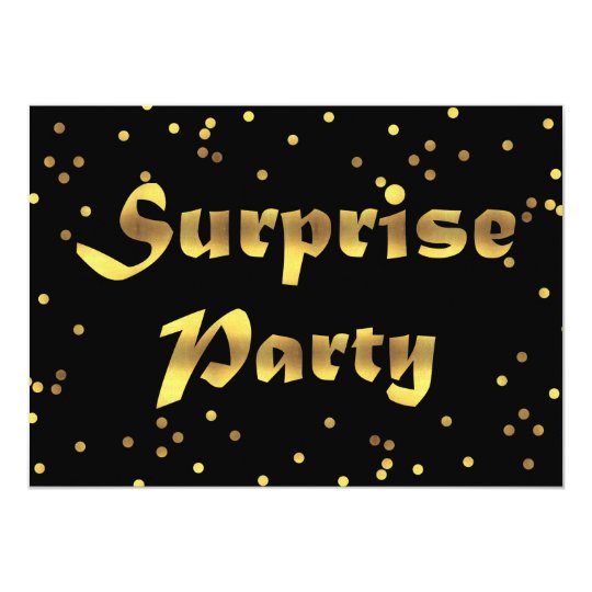 Surprise Birthday Faux Gold Foil Confetti Black Card