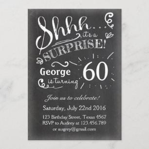 Surprise birthday invitation Chalkboard Rustic