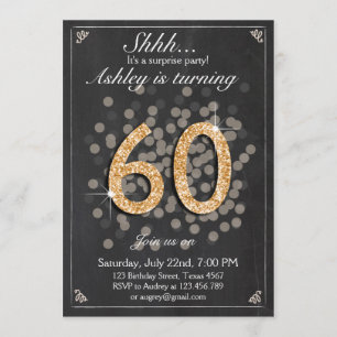 Surprise birthday invitation Chalkboard Rustic