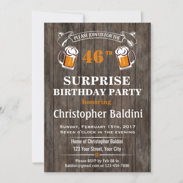 SURPRISE BIRTHDAY INVITATION FOR ANY AGE (Front)