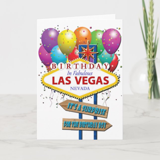 Surprise Birthday Las Vegas Card (Front)