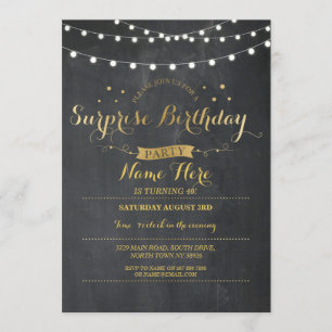 Surprise Birthday Party Chalkboard Any Age Invite