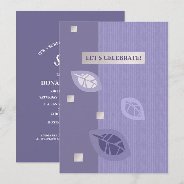 Surprise Birthday Party Custom Flat Invitations (Front/Back)