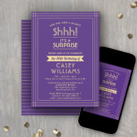 Surprise Birthday Party Elegant Purple and Gold