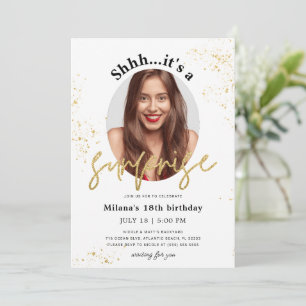 Surprise Birthday Party Invitation Card with Photo
