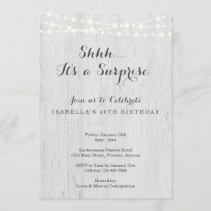 Surprise Birthday Party Invitation - Rustic Wood