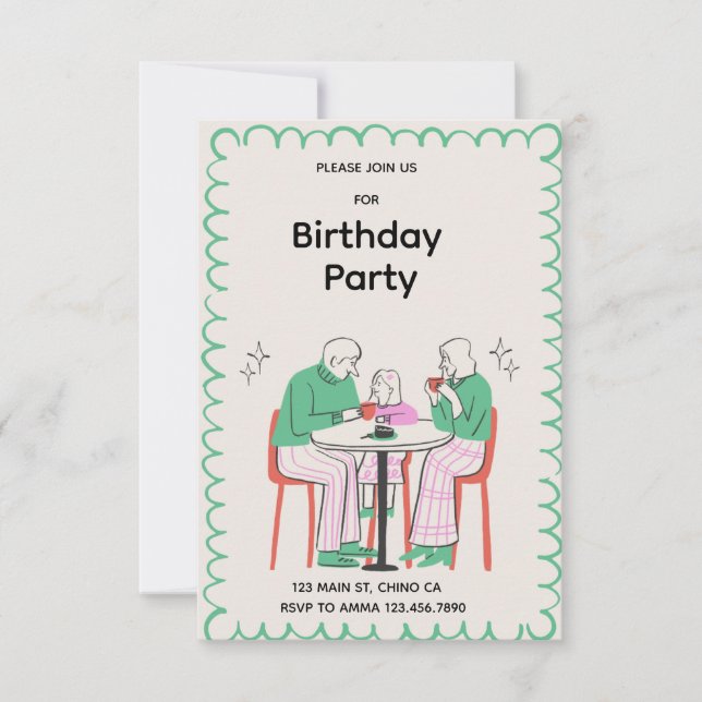 Surprise Birthday Party Navy Blue Watercolor Invit Invitation (Front)