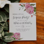 Surprise Birthday Party Pink Floral Invitation<br><div class="desc">Rustic floral theme surprise birthday party invitation card featuring watercolor illustration of pink peony and greenery.</div>