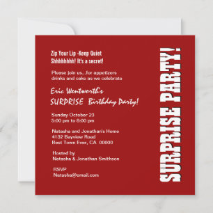 SURPRISE Birthday Party Red and White Template