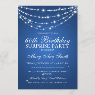 Surprise Birthday Party Sparkling Chain Blue Invitation