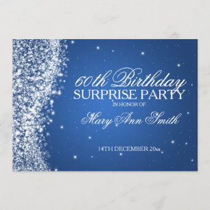 Surprise Birthday Party Sparkling Wave Blue Invitation