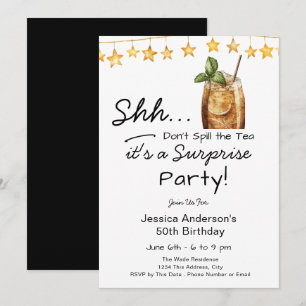 Surprise Birthday Party Spill the Tea Invitation