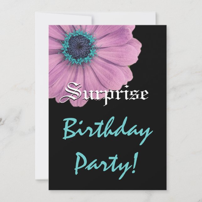 SURPRISE Birthday Pink Daisy Custom Name Invitation (Front)