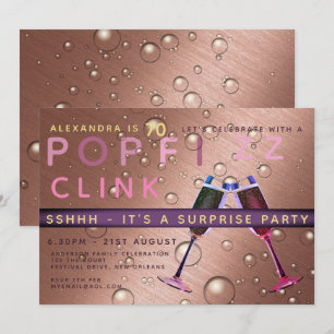 Surprise Birthday Rose Gold Champagne ANY AGE Invitation