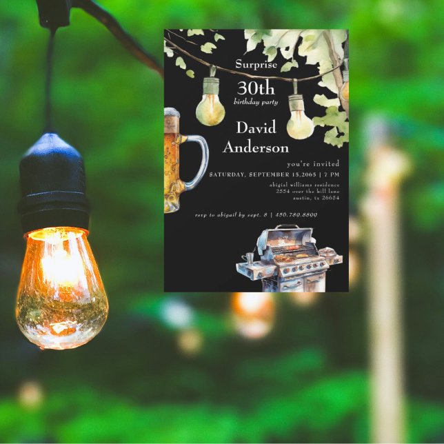 Surprise Black 30th BBQ Birthday Invitation (Créateur téléchargé)