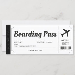 Surprise Boarding Pass Airplane Gift Ticket
