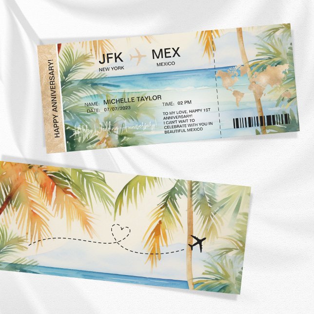 Surprise Boarding Pass Trip Ticket Palm Caribbean Invitation (Creator Uploaded)