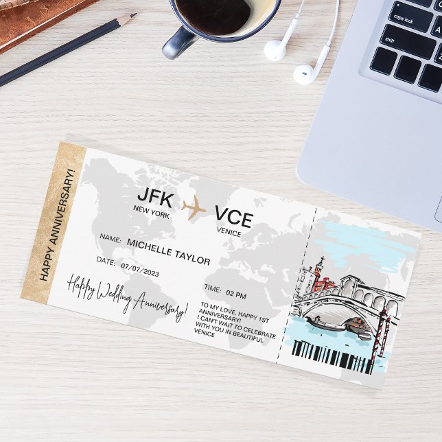 Surprise Boarding Pass Trip Ticket Venice  Invitation (Creator Uploaded)