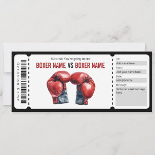 Surprise Boxing Match Ticket Gift Certificate Invitation