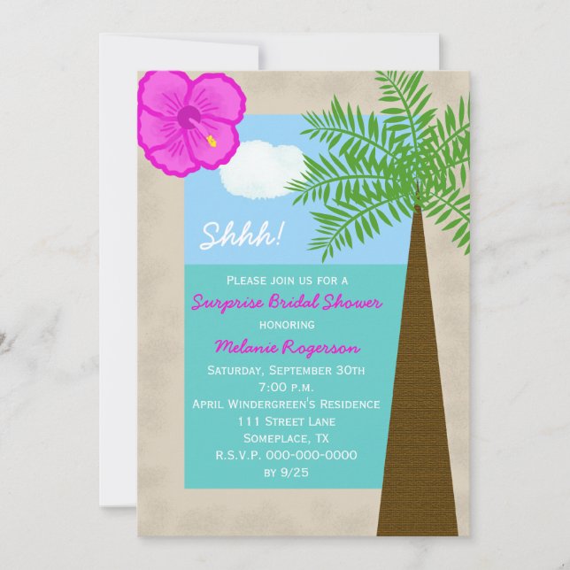 Surprise Bridal Shower Invitation -- Tropical (Front)