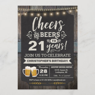 Surprise Cheers and Beers 21st Birthday Invitation