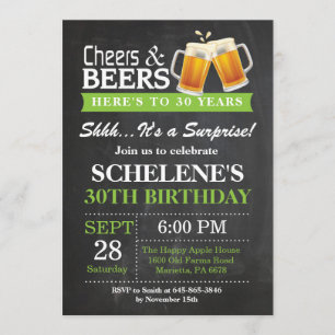 Surprise Cheers and Beers 30th Birthday Invitation