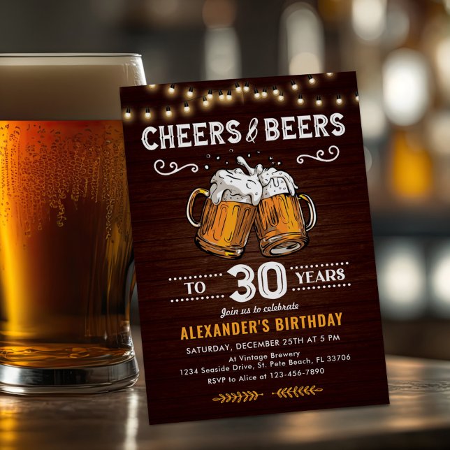 Surprise Cheers and Beers 30th Birthday Invitation (Creator Uploaded)