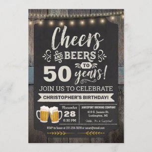 Surprise Cheers and Beers 50th Birthday Invitation