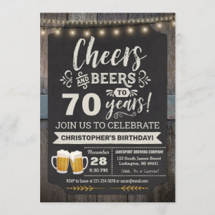 Surprise Cheers and Beers 70th Birthday Invitation