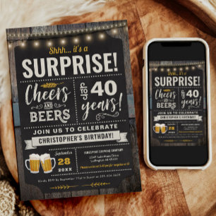 Surprise Cheers and Beers Invitation 40e anniversa