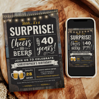 Surprise Cheers and Beers Invitation 40e anniversa