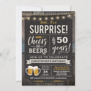 Surprise Cheers and Beers Invitation 50e anniversa