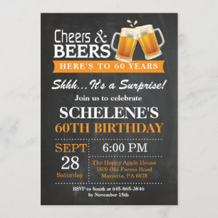 Surprise Cheers and Beers Invitation 60e anniversa