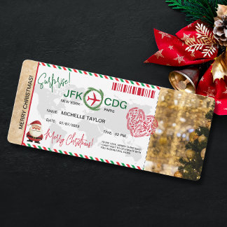 Surprise Christmas Boarding Pass Trip Ticket Invitation