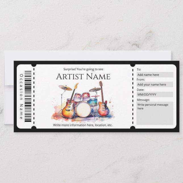 Surprise Concert Ticket Template (Front)