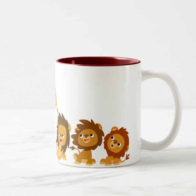 "Surprise ! !" Cute caricature Lions Mug (Droit)