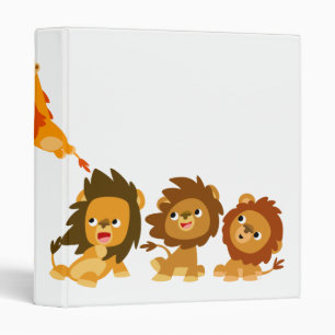 "Surprise!!" Cute Cartoon Lions Avery Binder