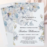SURPRISE Elegant Blue Floral 90th Birthday  Invitation<br><div class="desc">Start this SURPRISE special 90th birthday celebration in dreamy elegance style with this beautifully painted watercolor invitation with colorful yet gentle flowers -- a mixture with light blue and a golden center, yet adding gentle other touches of color. All of the text can be personalized for your party including the...</div>