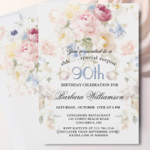 SURPRISE Elegant Painted Floral 90th Birthday 