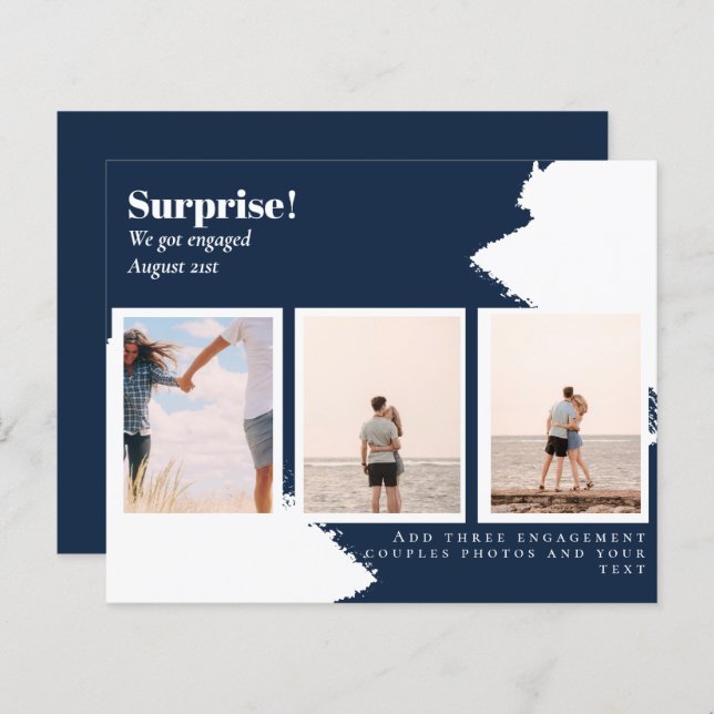 SURPRISE! Engagement Announcement PHOTO COLLAGE (Front/Back)