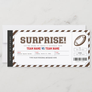 Surprise Football Game Stadium Gift Ticket
