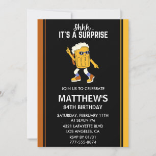 Surprise Funny Beer Men 84th birthday invitations