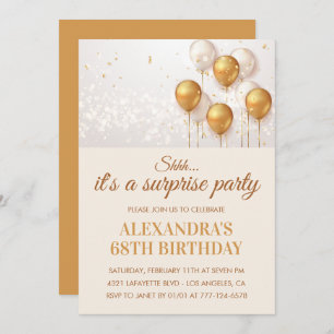 Surprise Gold Balloons 68th birthday invitations 