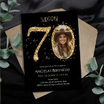 Surprise Gold Glitter 70th Birthday Photo Invitation<br><div class="desc">70th Birthday Gold Glitter Photo party template. Available as a digital download printable.
Custom,  personalized,  editable download</div>