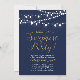 Surprise Gold Retirement Party Invitation Cards