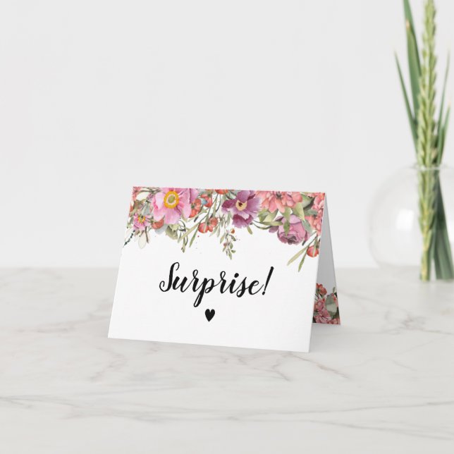 Surprise Grossesse Faire-part Floral Aquarelle (Devant)