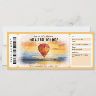 Surprise Hot Air Balloon Gift Certificate Template