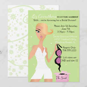 Surprise Lingerie Bridal Shower Sparkle Green Invitation