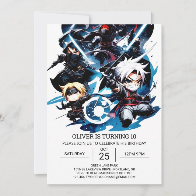Surprise Ninja Birthday for Children Invitation (Front)